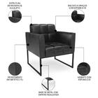 Sofá Namoradeira E 2 Poltronas Base Industrial Preto Ana Sint