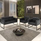 Sofá Namoradeira E 2 Poltronas Base Industrial Preto Ana Sint