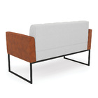 Sofá Namoradeira E 2 Poltronas Base Industrial Preto Elisa No