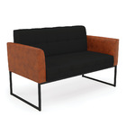 Sofá Namoradeira E 2 Poltronas Base Industrial Preto Elisa No