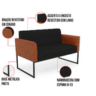 Sofá Namoradeira E 2 Poltronas Base Industrial Preto Elisa No