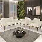 Sofá Namoradeira E 2 Poltronas Base Madeira Castanho Ana Linh