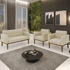 Sofá Namoradeira E 2 Poltronas Base Madeira Castanho Ana Sued