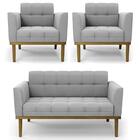 Sofá Namoradeira E 2 Poltronas Base Madeira Castanho Ana Sued