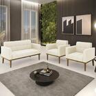 Sofá Namoradeira E 2 Poltronas Base Madeira Castanho Ana Velu