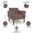 Sofá Namoradeira E 2 Poltronas Base Madeira Castanho Ana Velu