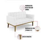 Sofá Namoradeira E 2 Poltronas Base Madeira Castanho Elisa Co