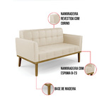 Sofá Namoradeira E 2 Poltronas Base Madeira Castanho Elisa Co