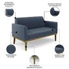 Sofá Namoradeira E 2 Poltronas Base Madeira Castanho Maressa