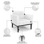 Sofá Namoradeira E 2 Poltronas Base Madeira Preto Ana Sintéti