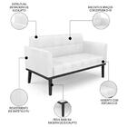 Sofá Namoradeira E 2 Poltronas Base Madeira Preto Ana Sintéti