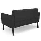 Sofá Namoradeira E 2 Poltronas Base Madeira Preto Ana Sintéti