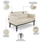 Sofá Namoradeira E 2 Poltronas Base Madeira Preto Ana Sintéti