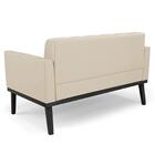 Sofá Namoradeira E 2 Poltronas Base Madeira Preto Ana Sintéti