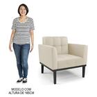 Sofá Namoradeira E 2 Poltronas Base Madeira Preto Ana Sintéti