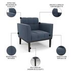 Sofá Namoradeira E 2 Poltronas Base Madeira Preto Ana Suede A