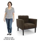 Sofá Namoradeira E 2 Poltronas Base Madeira Preto Ana Suede M