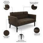 Sofá Namoradeira E 2 Poltronas Base Madeira Preto Ana Suede M