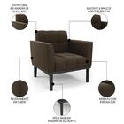 Sofá Namoradeira E 2 Poltronas Base Madeira Preto Ana Suede M