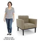 Sofá Namoradeira E 2 Poltronas Base Madeira Preto Ana Suede M