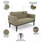 Sofá Namoradeira E 2 Poltronas Base Madeira Preto Ana Suede M