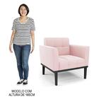 Sofá Namoradeira E 2 Poltronas Base Madeira Preto Ana Suede R