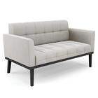 Sofá Namoradeira E 2 Poltronas Base Madeira Preto Ana Veludo