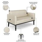 Sofá Namoradeira E 2 Poltronas Base Madeira Preto Maressa Vel