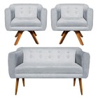 Sofá Namoradeira E 2 Poltronas Com Srass Julia Giratória Made