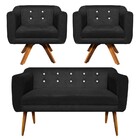 Sofá Namoradeira E 2 Poltronas Com Strass Julia Pé Palito Cas