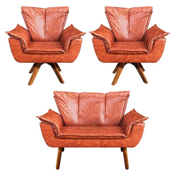 Sofá Namoradeira E 2 Poltronas Giratória Mm30 Opala Corano D0