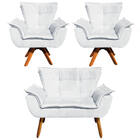 Sofá Namoradeira E 2 Poltronas Giratória Mm30 Opala Suede D03