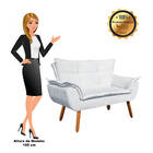 Sofá Namoradeira E 2 Poltronas Giratória Mm30 Opala Suede D03