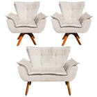 Sofá Namoradeira E 2 Poltronas Giratória Mm30 Opala Suede D03