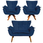 Sofá Namoradeira E 2 Poltronas Giratória Mm30 Opala Suede D03