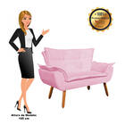 Sofá Namoradeira E 2 Poltronas Giratória Mm30 Opala Suede D03