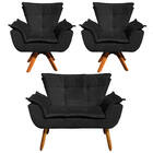 Sofá Namoradeira E 2 Poltronas Giratória Mm30 Opala Suede D03