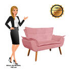 Sofá Namoradeira E 2 Poltronas Giratória Mm30 Opala Suede D03