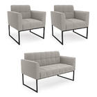 Sofá Namoradeira E 2 Poltronas Industrial Pto Elisa Bouclê D0