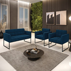 Sofá Namoradeira E 2 Poltronas Industrial Pto Elisa Bouclê D0