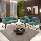 Sofá Namoradeira E 2 Poltronas Industrial Pto Elisa Bouclê D0