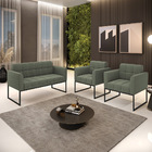 Sofá Namoradeira E 2 Poltronas Industrial Pto Elisa Bouclê D0