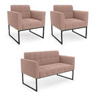 Sofá Namoradeira E 2 Poltronas Industrial Pto Elisa Bouclê Ro