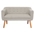 Sofá Namoradeira E 2 Poltronas Julia Giratória Madeira Linho