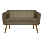 Sofá Namoradeira E 2 Poltronas Julia Giratória Madeira Suede