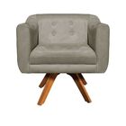 Sofá Namoradeira E 2 Poltronas Julia Giratória Madeira Suede