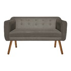 Sofá Namoradeira E 2 Poltronas Julia Giratória Madeira Suede