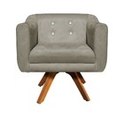 Sofá Namoradeira E 2 Poltronas Julia Giratória Madeira Suede