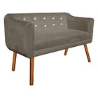 Sofá Namoradeira E 2 Poltronas Julia Giratória Madeira Suede