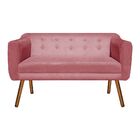 Sofá Namoradeira E 2 Poltronas Julia Pé Palito Castanho Suede